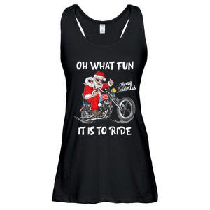 Biker Santa Motorcycle Fan Merry Christmas Xmas Holidays Ladies Essential Flowy Tank