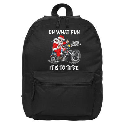 Biker Santa Motorcycle Fan Merry Christmas Xmas Holidays 16 in Basic Backpack