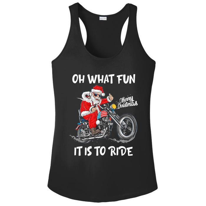 Biker Santa Motorcycle Fan Merry Christmas Xmas Holidays Ladies PosiCharge Competitor Racerback Tank