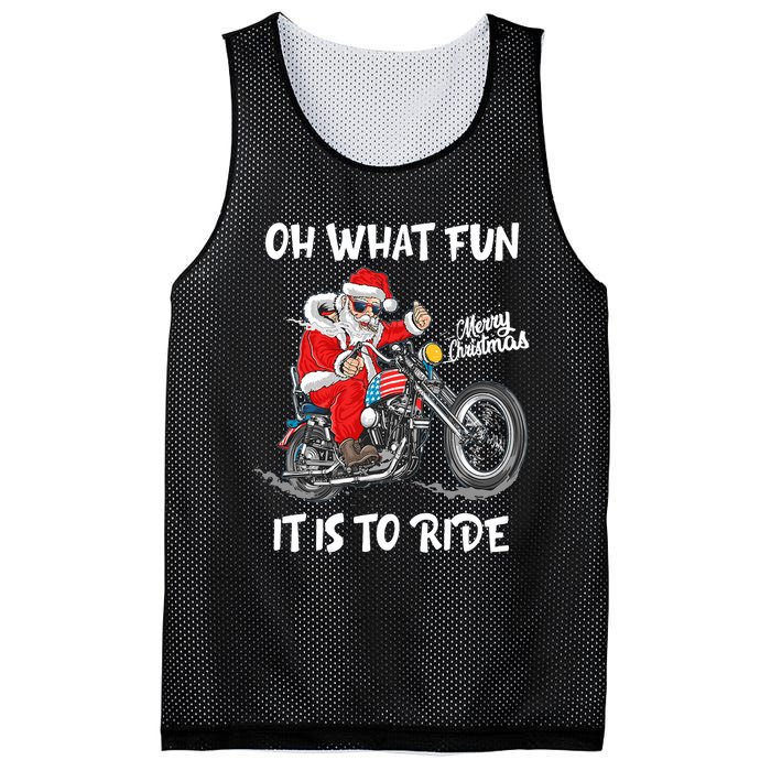 Biker Santa Motorcycle Fan Merry Christmas Xmas Holidays Mesh Reversible Basketball Jersey Tank