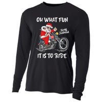 Biker Santa Motorcycle Fan Merry Christmas Xmas Holidays Cooling Performance Long Sleeve Crew