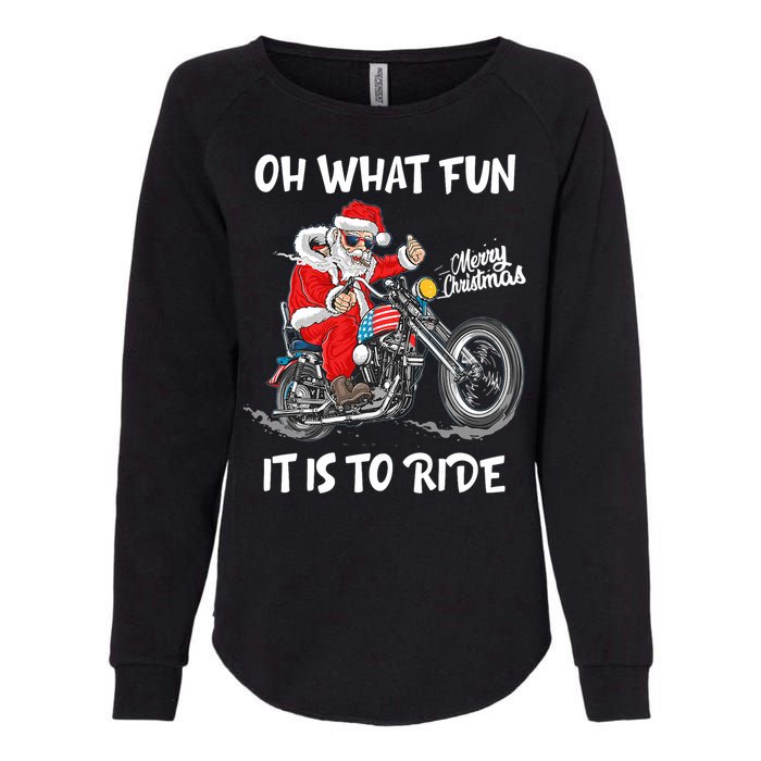 Biker Santa Motorcycle Fan Merry Christmas Xmas Holidays Womens California Wash Sweatshirt