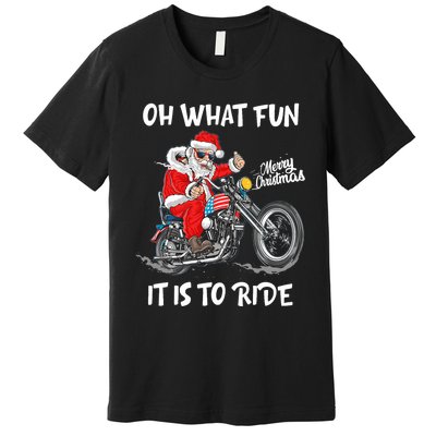 Biker Santa Motorcycle Fan Merry Christmas Xmas Holidays Premium T-Shirt