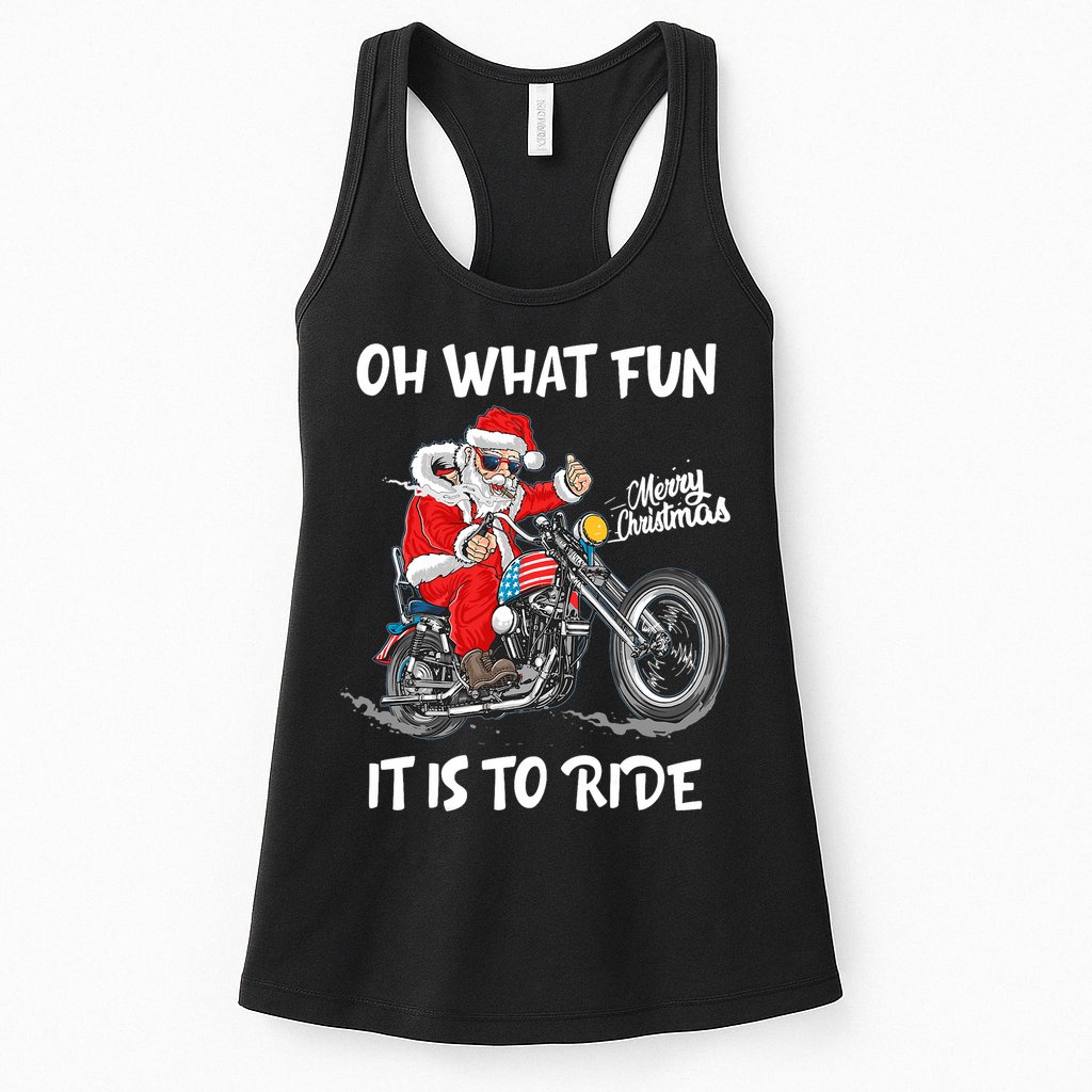 Biker Santa Motorcycle Fan Merry Christmas Xmas Holidays Womens Tank Top