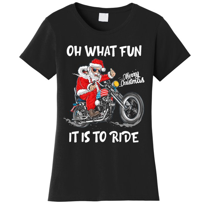 Biker Santa Motorcycle Fan Merry Christmas Xmas Holidays Women's T-Shirt