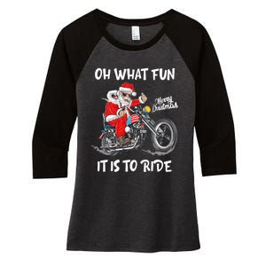 Biker Santa Motorcycle Fan Merry Christmas Xmas Holidays Women's Tri-Blend 3/4-Sleeve Raglan Shirt