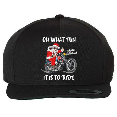 Biker Santa Motorcycle Fan Merry Christmas Xmas Holidays Wool Snapback Cap