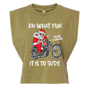 Biker Santa Motorcycle Fan Merry Christmas Xmas Holidays Garment-Dyed Women's Muscle Tee