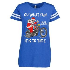 Biker Santa Motorcycle Fan Merry Christmas Xmas Holidays Enza Ladies Jersey Football T-Shirt