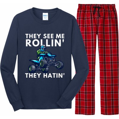 Biker-They See Me Rollin They Hatin ATV Bike - Quad Bike Long Sleeve Pajama Set