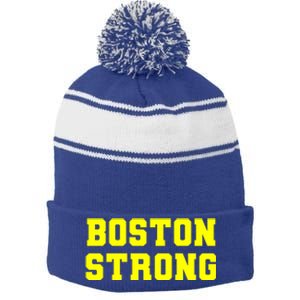 Boston Strong Marathon Running Stripe Pom Pom Beanie