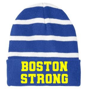 Boston Strong Marathon Running Striped Beanie with Solid Band