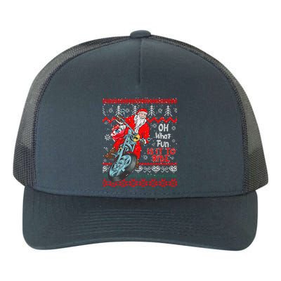 Biker Santa Motorcycle Ugly Christmas Funny Yupoong Adult 5-Panel Trucker Hat