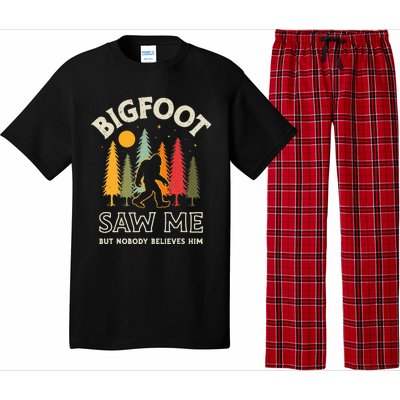 Bigfoot Saw Me But Nobody Believes Him Funny Sasquatch Retro Pajama Set