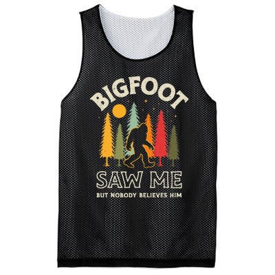 Bigfoot Saw Me But Nobody Believes Him Funny Sasquatch Retro Mesh Reversible Basketball Jersey Tank