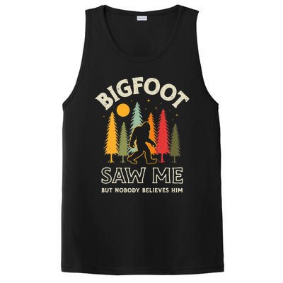 Bigfoot Saw Me But Nobody Believes Him Funny Sasquatch Retro PosiCharge Competitor Tank