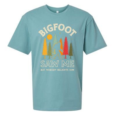 Bigfoot Saw Me But Nobody Believes Him Funny Sasquatch Retro Sueded Cloud Jersey T-Shirt