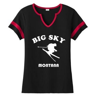 Big Sky Montana Gift Usa Ski Retro Gift Ladies Halftime Notch Neck Tee