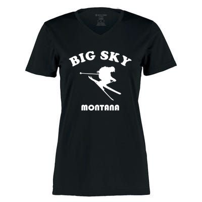 Big Sky Montana Gift Usa Ski Retro Gift Women's Momentum V-Neck T-Shirt