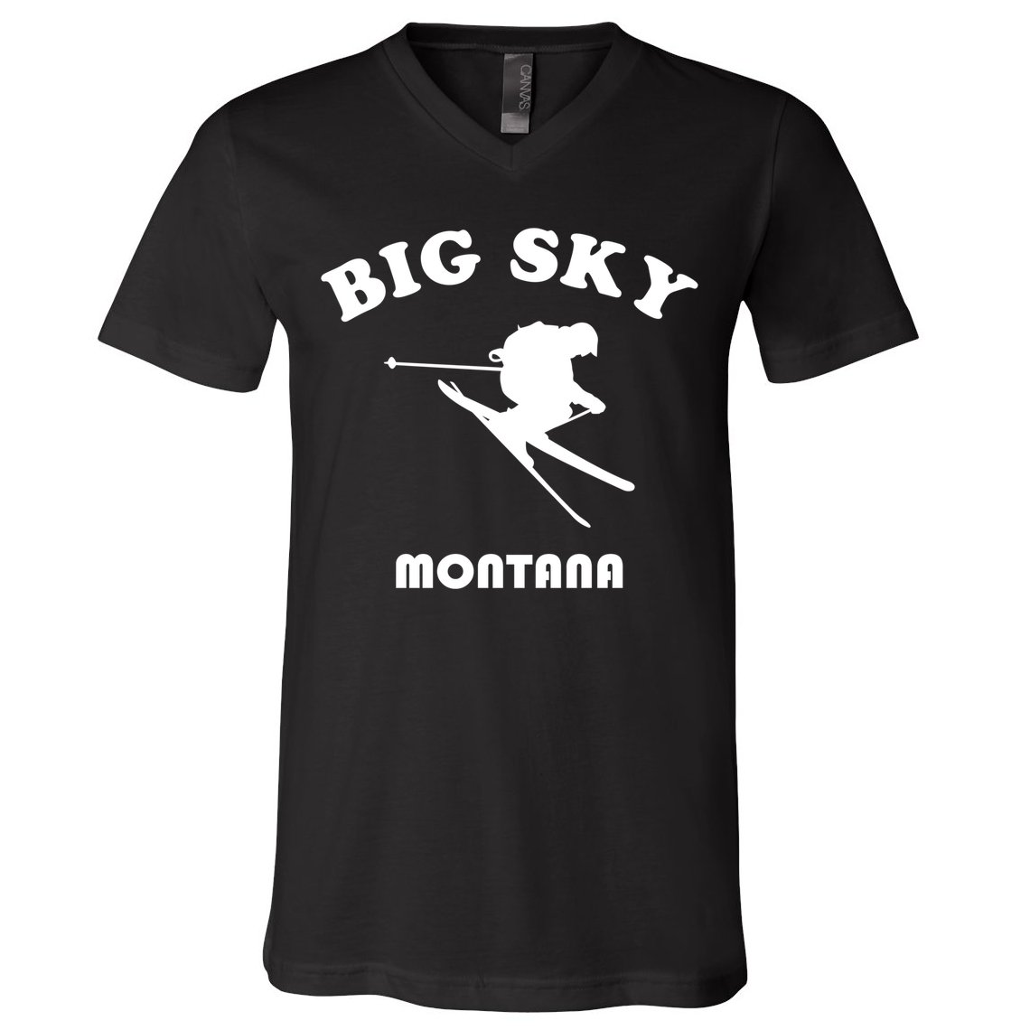 Big Sky Montana Gift Usa Ski Retro Gift V-Neck T-Shirt