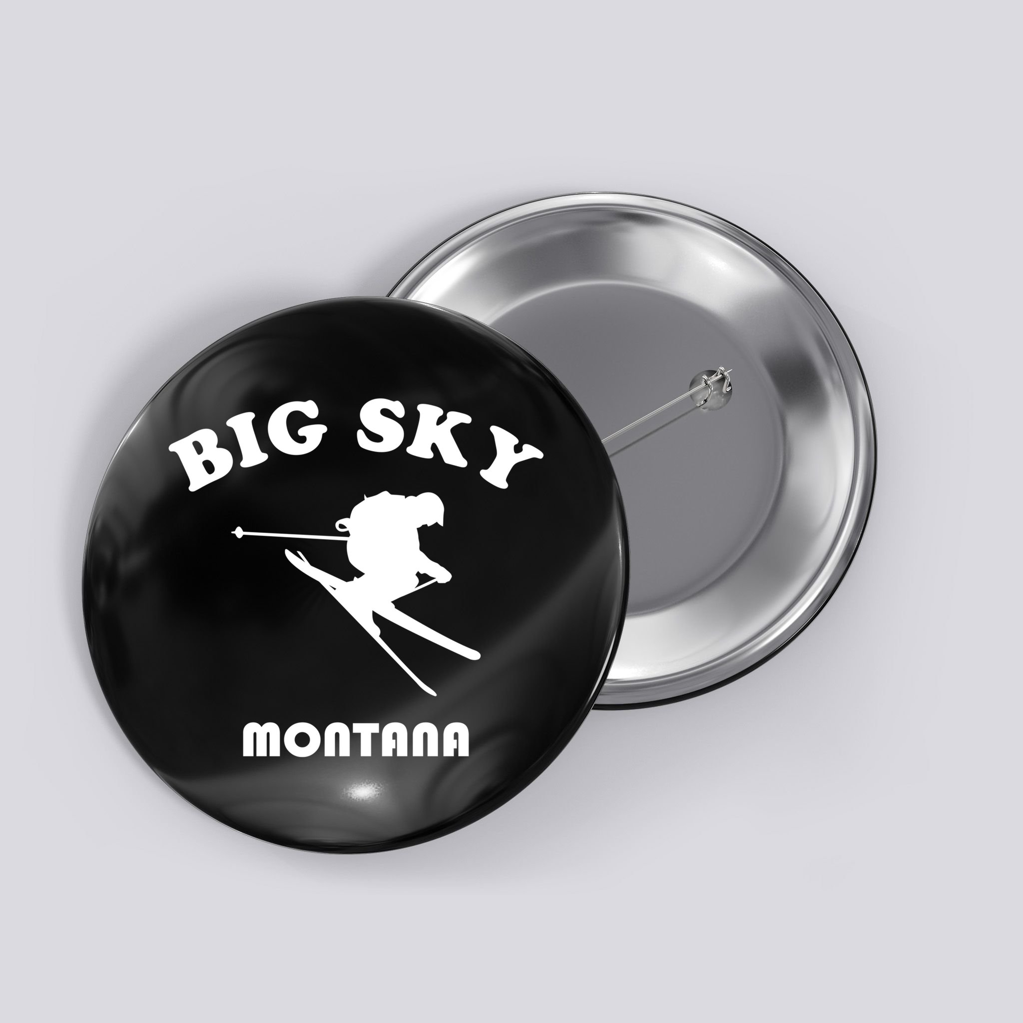 Big Sky Montana Gift Usa Ski Retro Gift Button