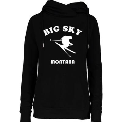 Big Sky Montana Gift Usa Ski Retro Gift Womens Funnel Neck Pullover Hood