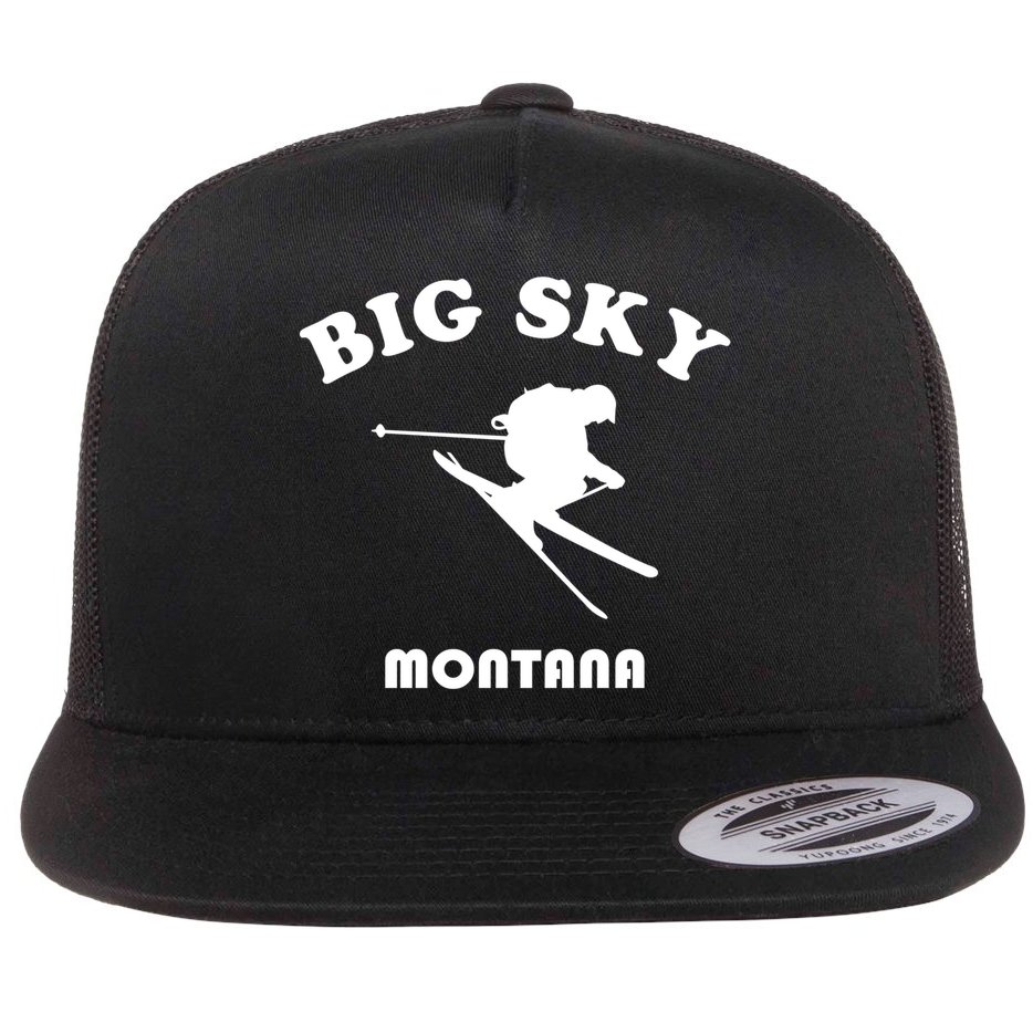 Big Sky Montana Gift Usa Ski Retro Gift Flat Bill Trucker Hat