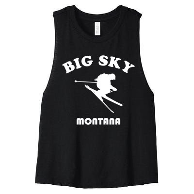 Big Sky Montana Gift Usa Ski Retro Gift Women's Racerback Cropped Tank