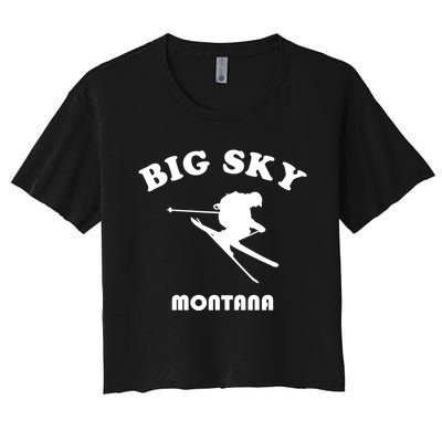 Big Sky Montana Gift Usa Ski Retro Gift Women's Crop Top Tee