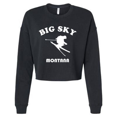 Big Sky Montana Gift Usa Ski Retro Gift Cropped Pullover Crew