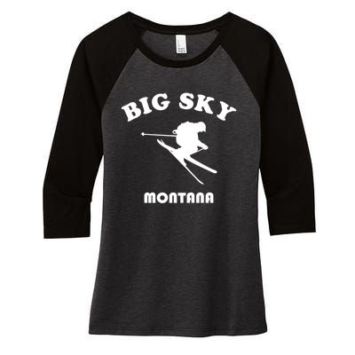 Big Sky Montana Gift Usa Ski Retro Gift Women's Tri-Blend 3/4-Sleeve Raglan Shirt