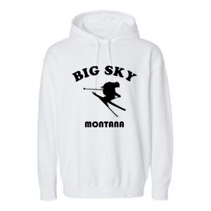 Big Sky Montana Gift Usa Ski Retro Gift Garment-Dyed Fleece Hoodie