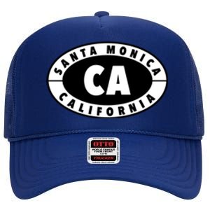 Badge Santa Monica California High Crown Mesh Back Trucker Hat