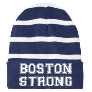 Boston Strong Marathon Running Striped Beanie with Solid Band