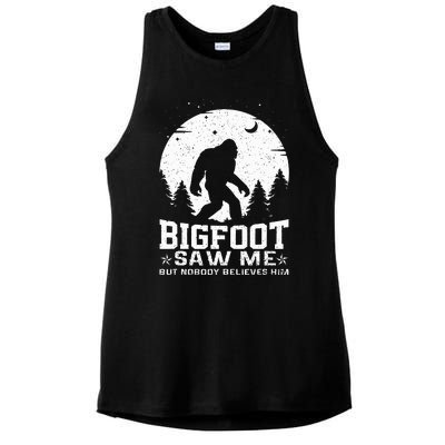 Bigfoot Saw Me But Nobody Believes Him Funny Sasquatch Yeti Ladies PosiCharge Tri-Blend Wicking Tank