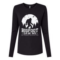 Bigfoot Saw Me But Nobody Believes Him Funny Sasquatch Yeti Womens Cotton Relaxed Long Sleeve T-Shirt