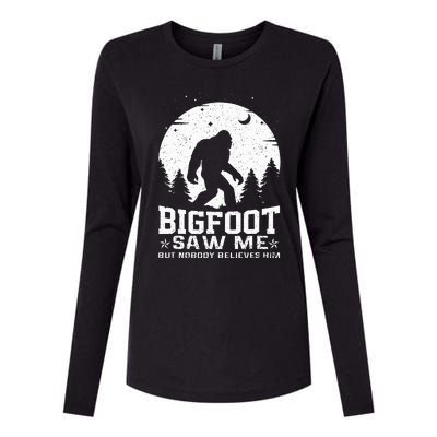 Bigfoot Saw Me But Nobody Believes Him Funny Sasquatch Yeti Womens Cotton Relaxed Long Sleeve T-Shirt