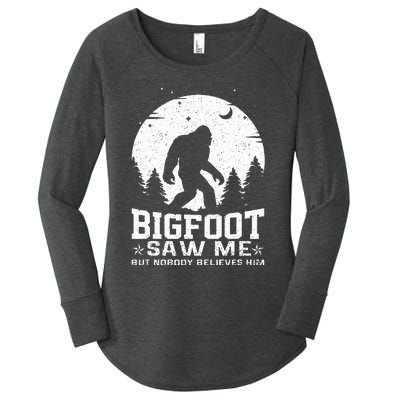 Bigfoot Saw Me But Nobody Believes Him Funny Sasquatch Yeti Women's Perfect Tri Tunic Long Sleeve Shirt