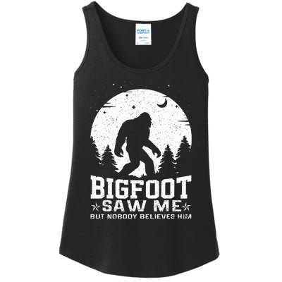 Bigfoot Saw Me But Nobody Believes Him Funny Sasquatch Yeti Ladies Essential Tank