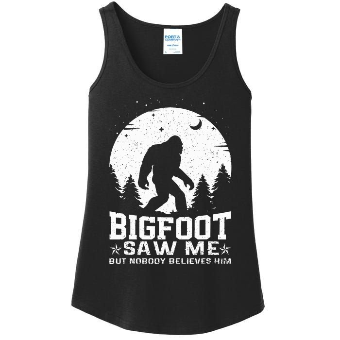 Bigfoot Saw Me But Nobody Believes Him Funny Sasquatch Yeti Ladies Essential Tank