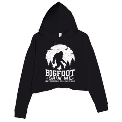 Bigfoot Saw Me But Nobody Believes Him Funny Sasquatch Yeti Crop Fleece Hoodie