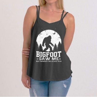 Bigfoot Saw Me But Nobody Believes Him Funny Sasquatch Yeti Women's Strappy Tank