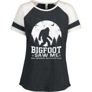 Bigfoot Saw Me But Nobody Believes Him Funny Sasquatch Yeti Enza Ladies Jersey Colorblock Tee