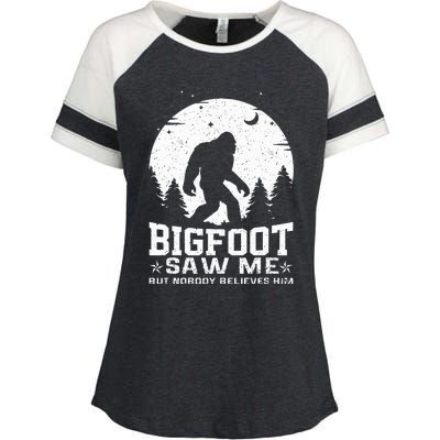 Bigfoot Saw Me But Nobody Believes Him Funny Sasquatch Yeti Enza Ladies Jersey Colorblock Tee