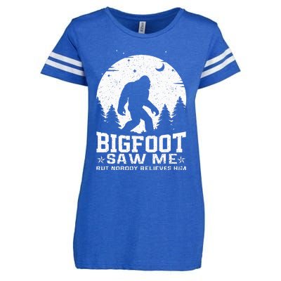 Bigfoot Saw Me But Nobody Believes Him Funny Sasquatch Yeti Enza Ladies Jersey Football T-Shirt