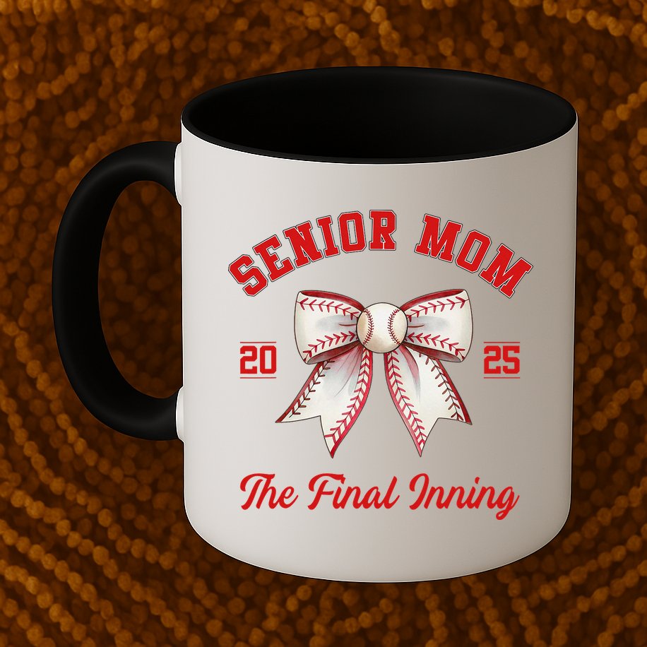 Baseball Senior Mom Coquette Bow Class Of 2025 Final Inning Mug