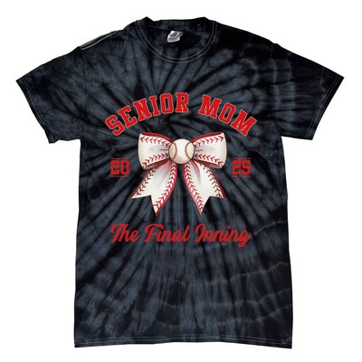 Baseball Senior Mom Coquette Bow Class Of 2025 Final Inning Tie-Dye T-Shirt