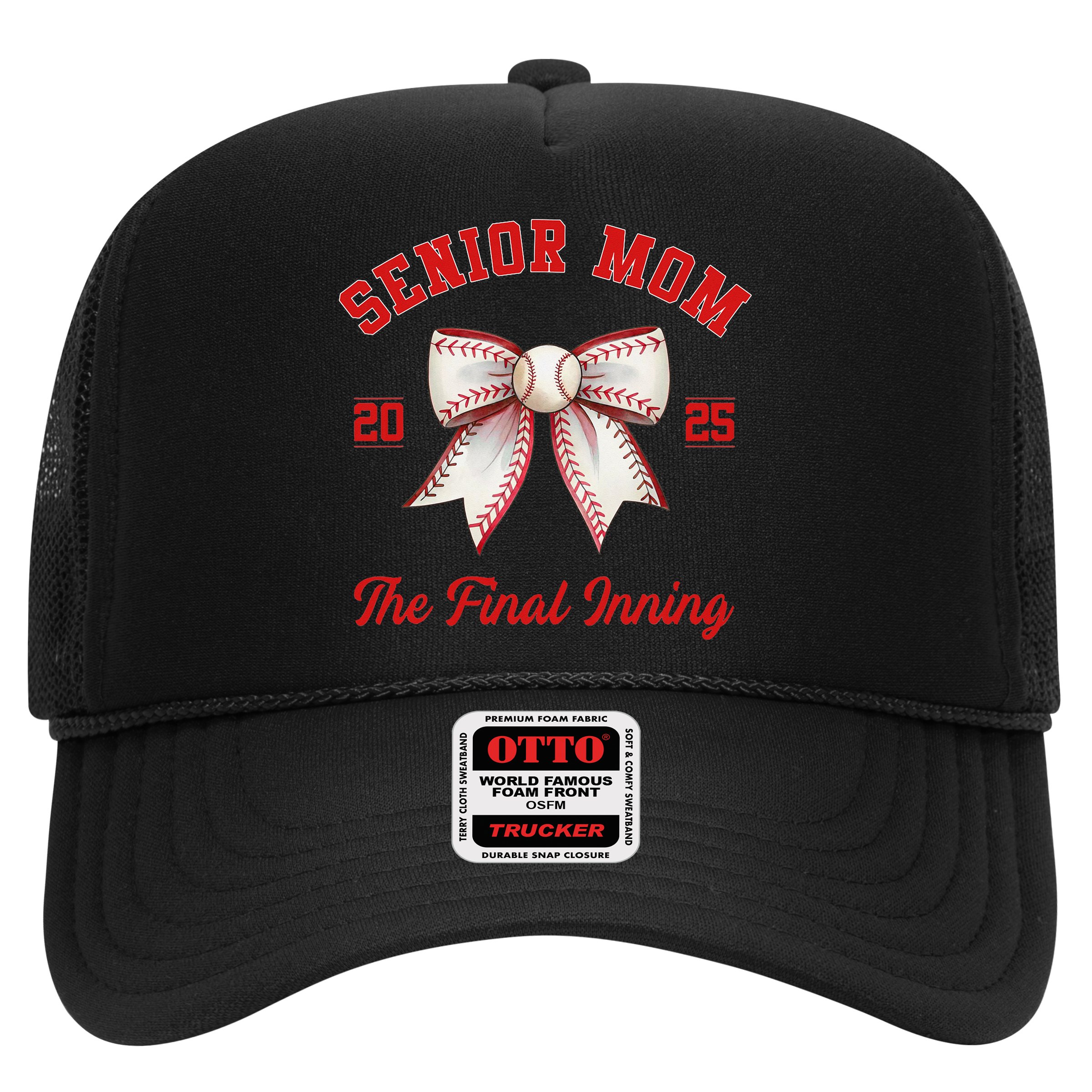 Baseball Senior Mom Coquette Bow Class Of 2025 Final Inning Hat