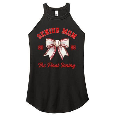 Baseball Senior Mom Coquette Bow Class Of 2025 Final Inning Women's Perfect Tri Rocker Tank