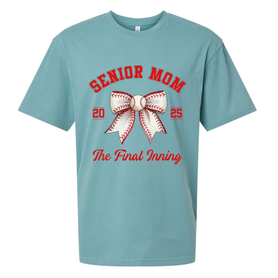 Baseball Senior Mom Coquette Bow Class Of 2025 Final Inning Sueded Cloud Jersey T-Shirt